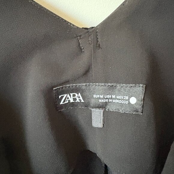 Zara Velvet Bow Sleeveless V Neck Mini Dress Black Size Medium - Picture 10 of 11